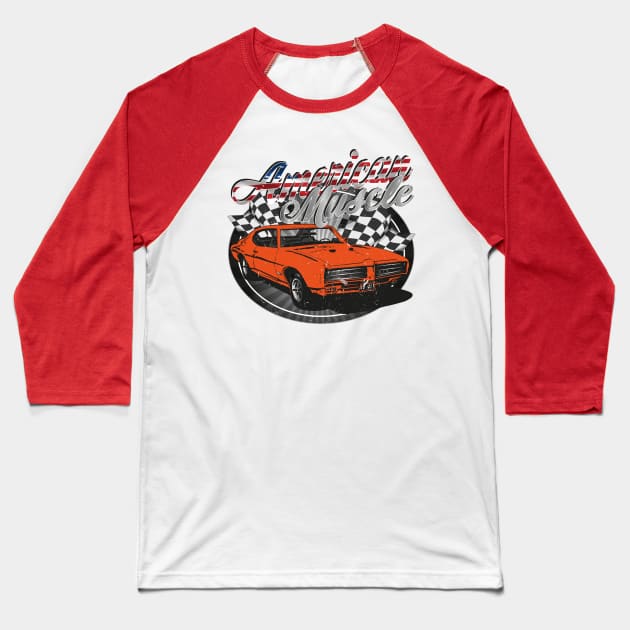 American Muscle Car Baseball T-Shirt by RockabillyM